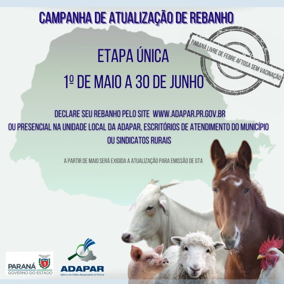 Mais da metade dos criadores ainda não fez atualização dos rebanhos em Irati