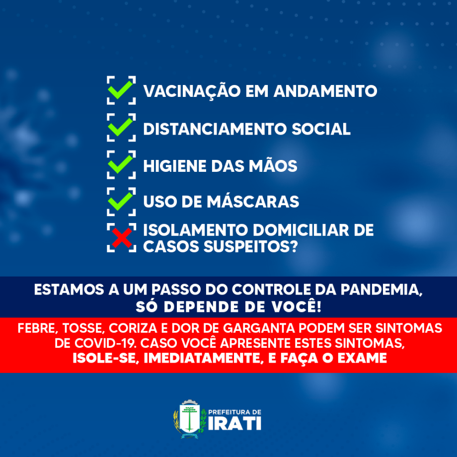 Saúde faz alerta para que população não se descuide dos sintomas da Covid-19