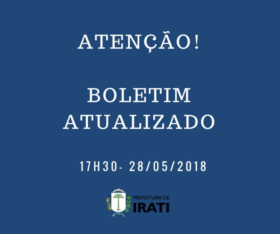 Boletim atualizado 17h30, segunda-feira (28)