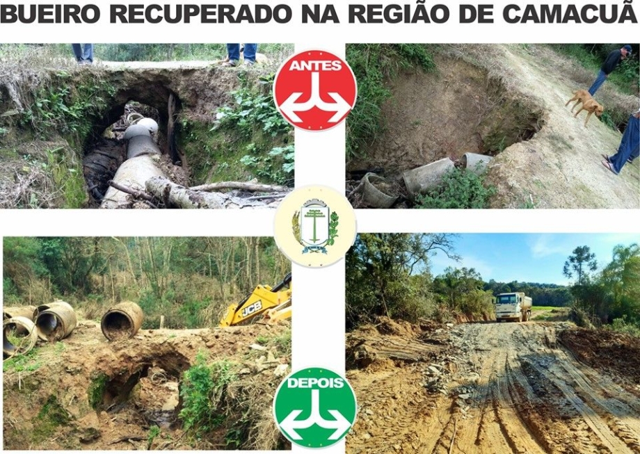 Bueiro recuperado na região de Camacuã
