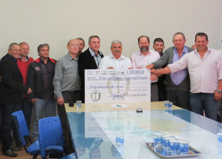 Prefeitura recebe R$1,1 milhão de repasses da Câmara de Vereadores