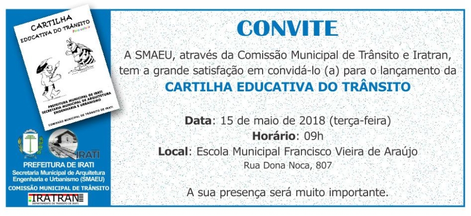 Cartilha Educativa do Trânsito será lançada dia 15