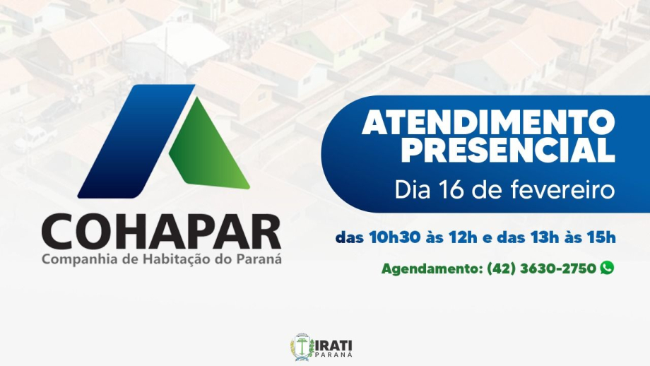 Cohapar atenderá em Irati dia 16 de fevereiro