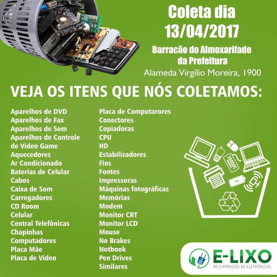 Irati terá coleta de lixo eletrônico nesta quinta (13)