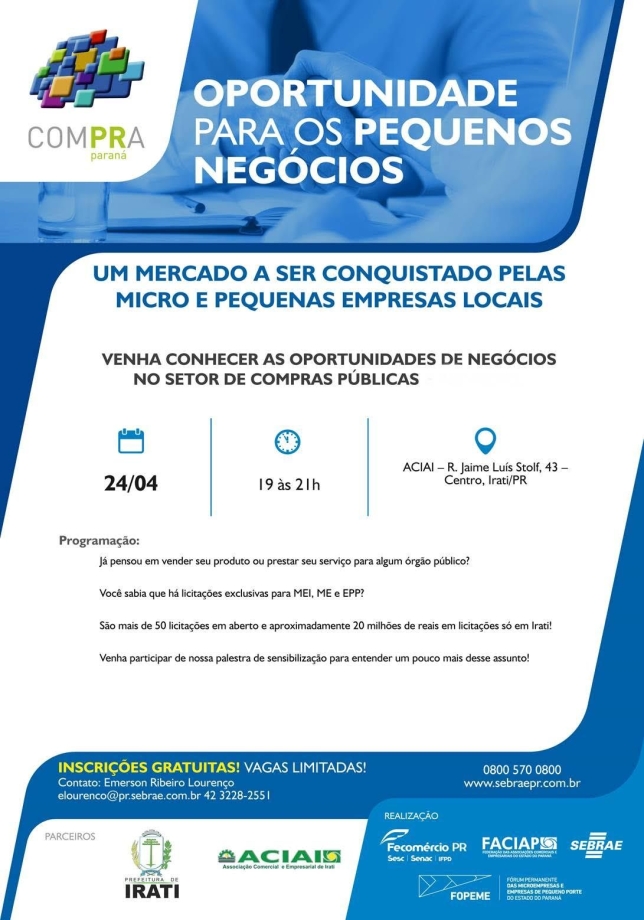 Oportunidades para o pequeno negócio em Compras Públicas