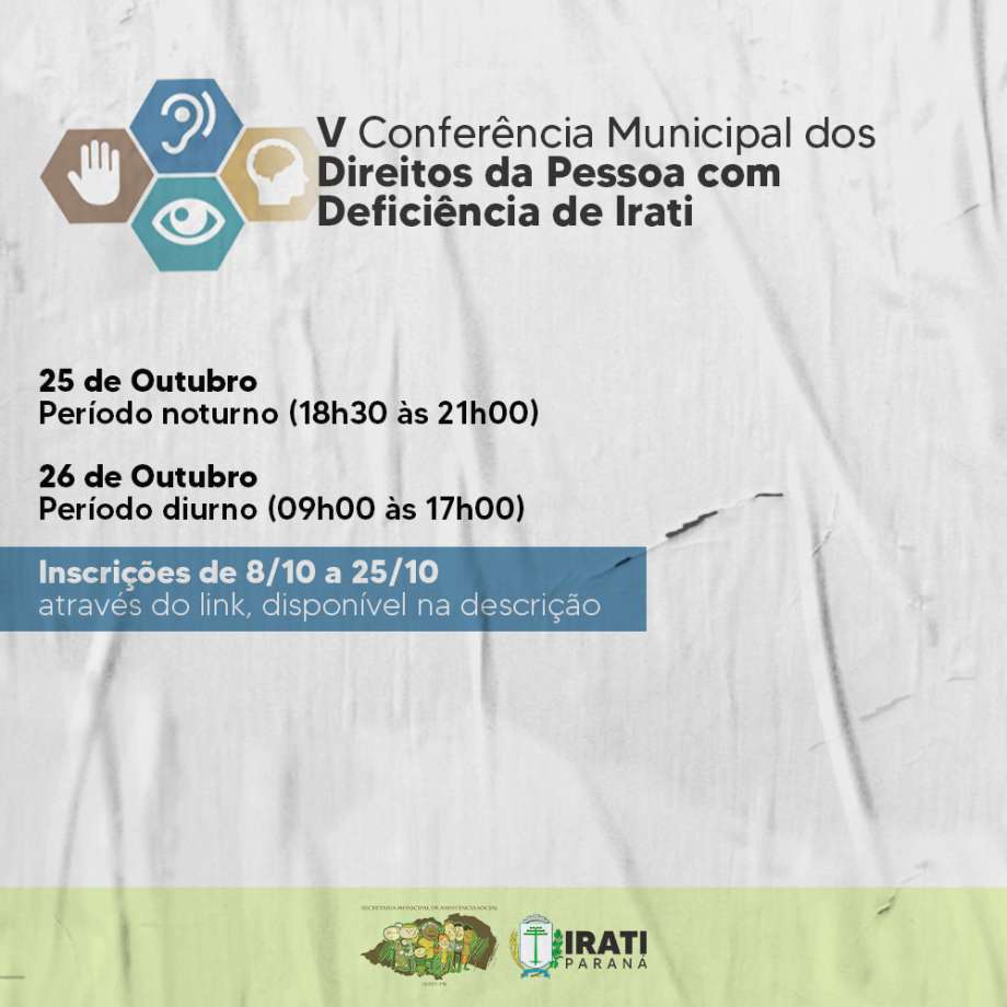 5ª Conferência Municipal dos Direitos da Pessoa com Deficiência acontece segunda e terça (25 e 26)