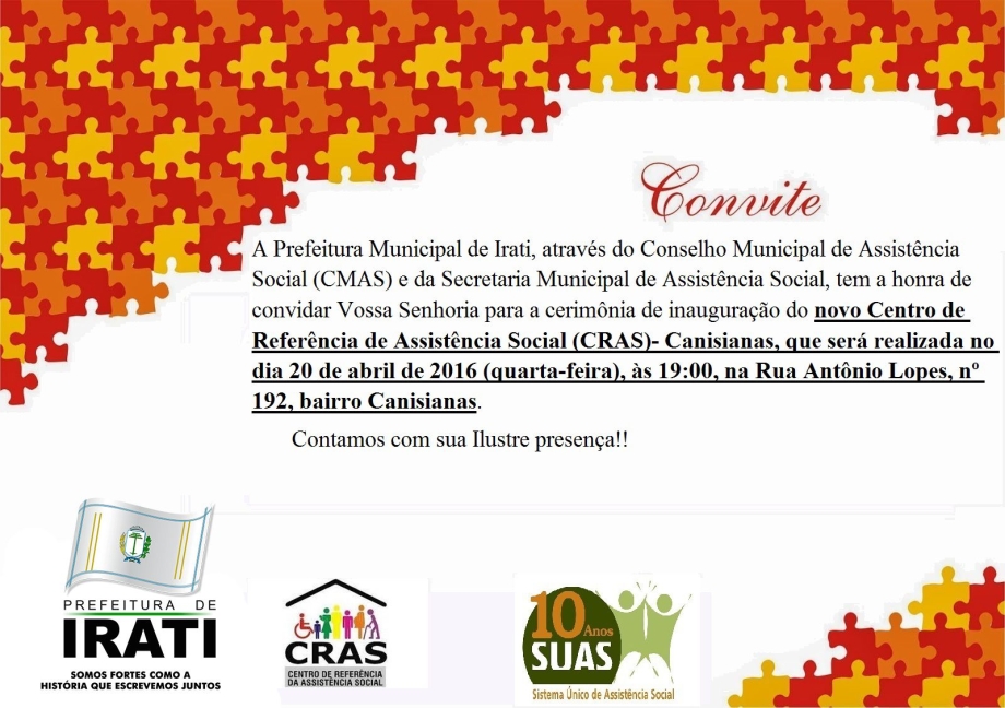 Inauguração do novo CRAS das Canisianas acontece em Abril