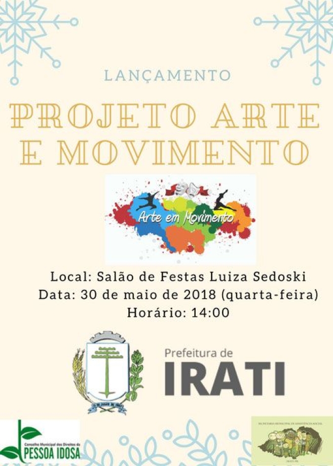 Lançamento do Projeto Arte e Movimento será dia 30