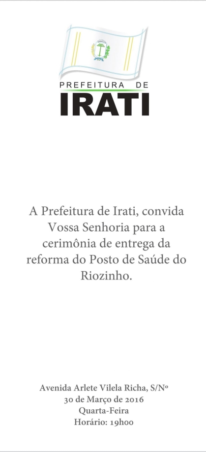 Cerimônia de entrega da reforma do Posto de Saúde do Riozinho acontece nesta noite