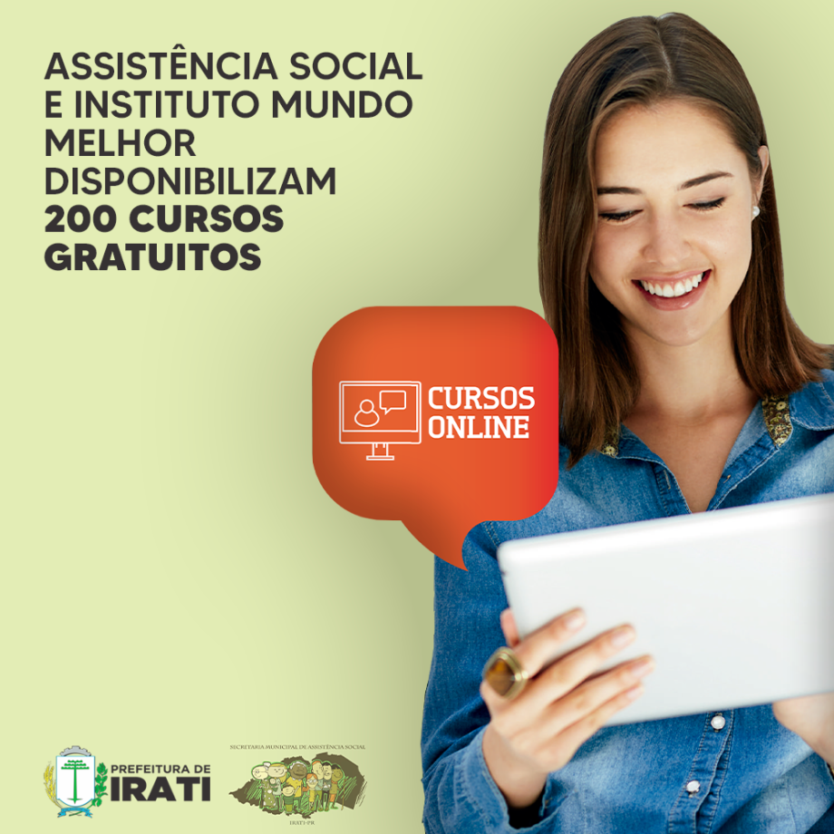 Assistência Social e Instituto Mundo Melhor disponibilizam 200 cursos gratuitos