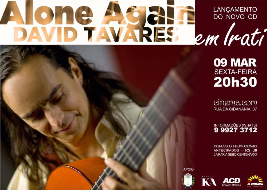 David Tavares se apresenta em Irati dia 09 de março