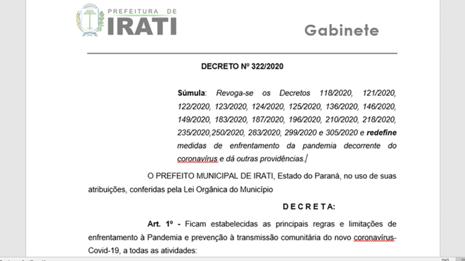Decreto Municipal nº 322/2020