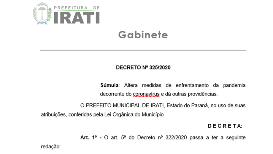 Decreto Municipal nº 325/2020