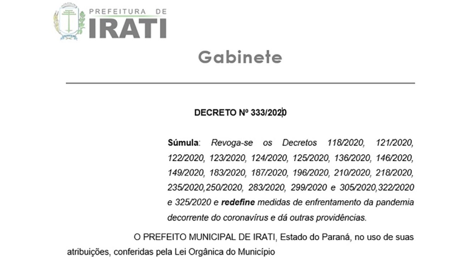 Decreto Municipal nº 333/2020