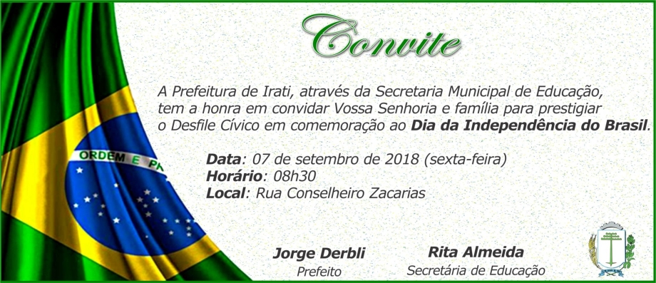 Irati terá desfile cívico de 7 de setembro