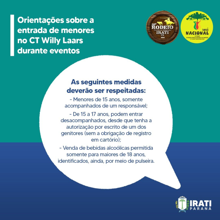 Prefeitura orienta sobre a entrada de menores no CT Willy Laars durante eventos