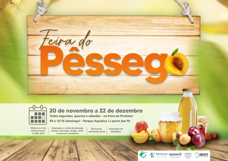 Feira do Pêssego de Irati será realizada de 20/11 a 22/12
