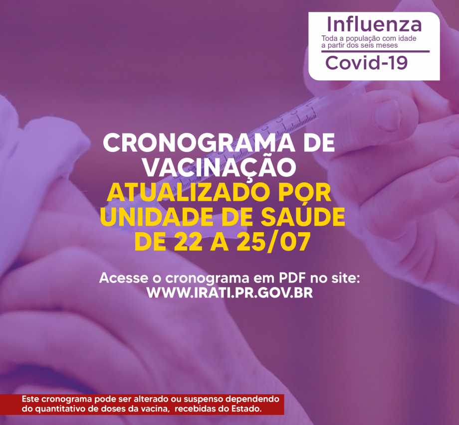 Irati inicia vacinação para população acima dos 38 anos