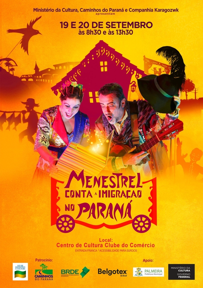 Irati recebe espetáculo ‘Menestrel conta a imigração no Paraná’