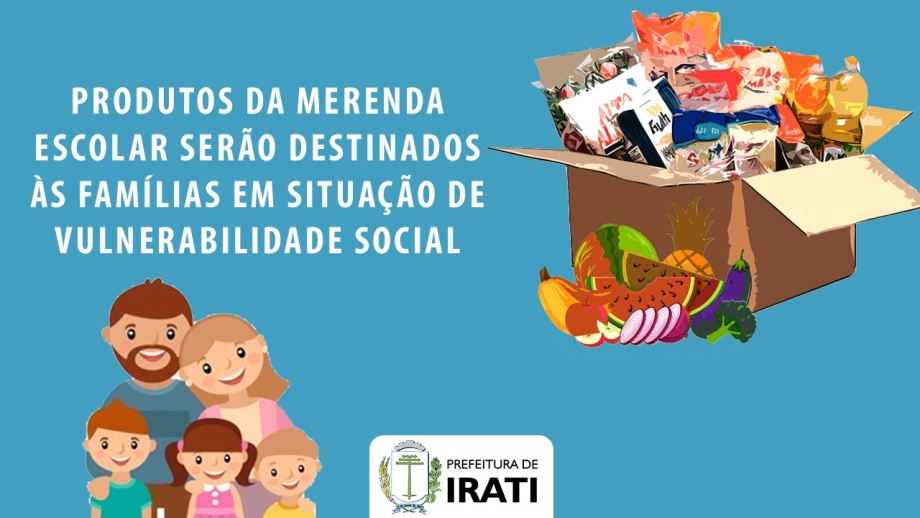 Famílias carentes receberão a Merenda Escolar