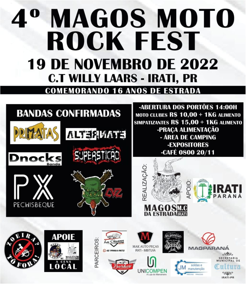 4º Magos Moto Rock Fest será dia 19 de novembro, no CT Willy Laars