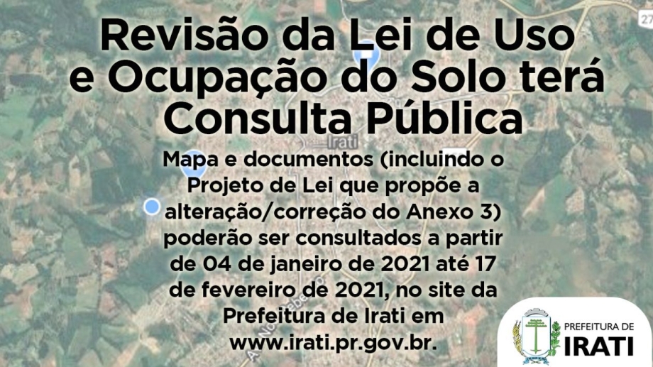 Revisão da Lei de Uso e Ocupação do Solo terá Consulta Pública