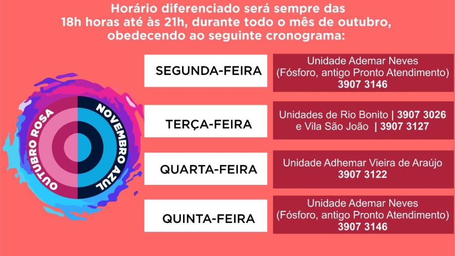 Outubro Rosa: Cronograma Especial