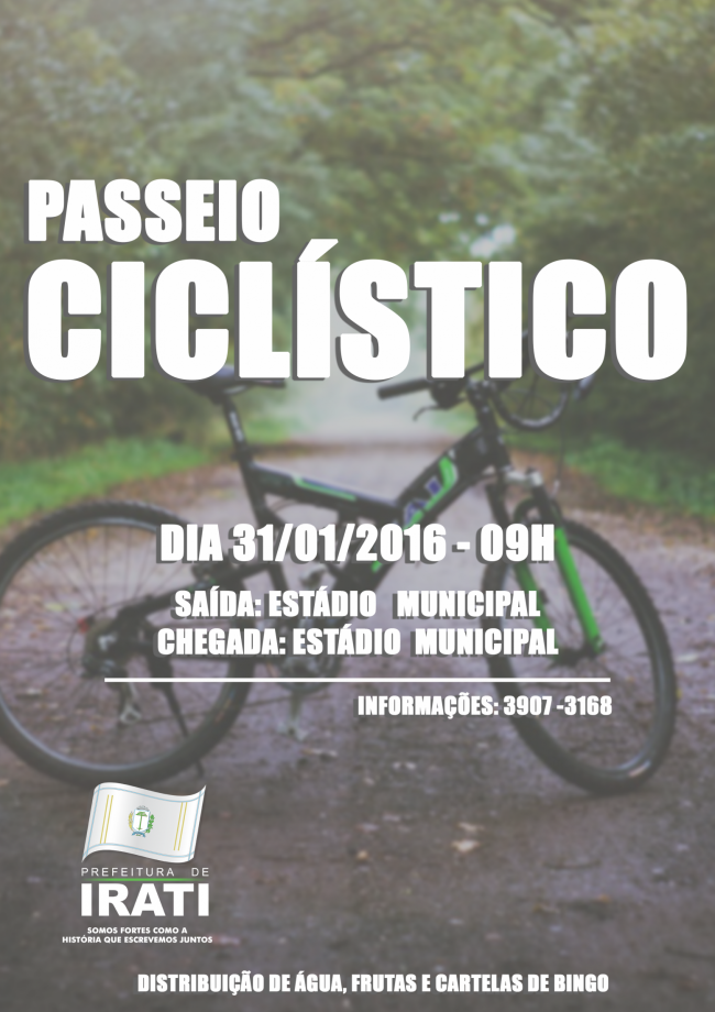 Secretaria Municipal de Esportes realizará Passeio Ciclístico no próximo dia 31
