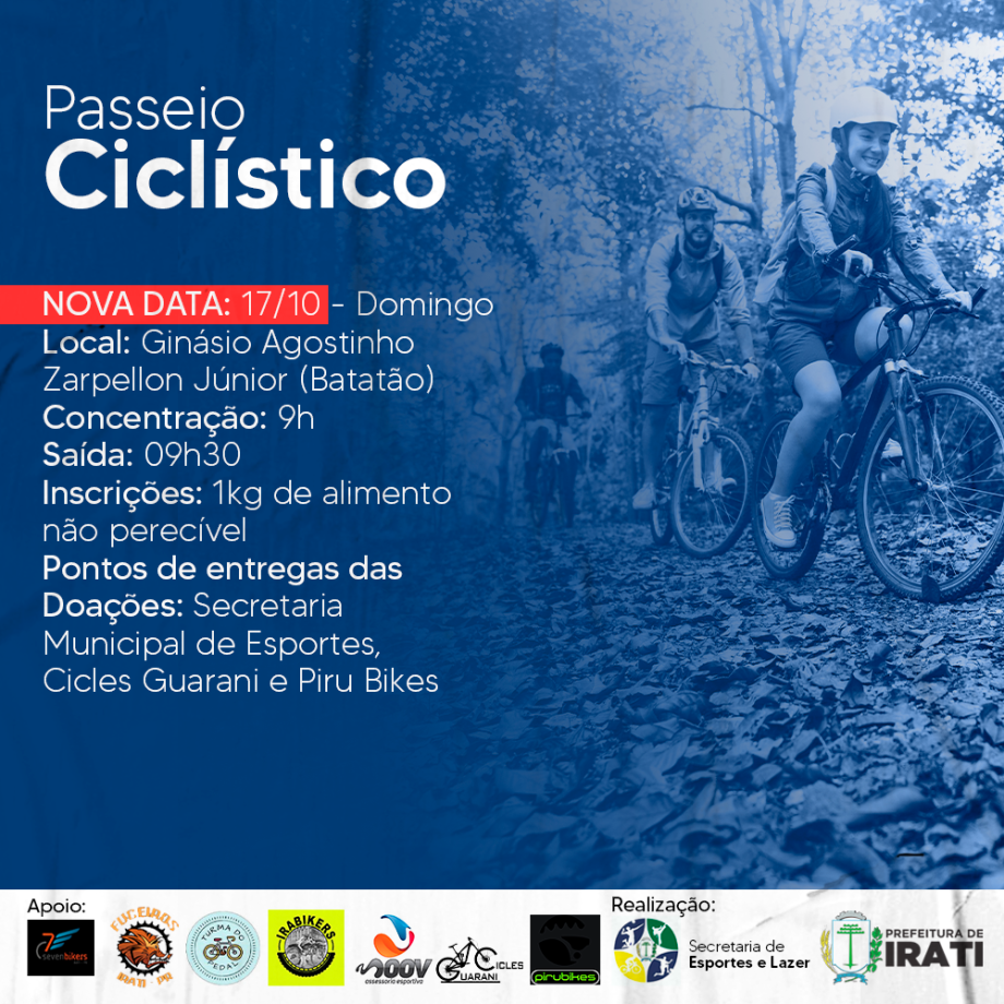 SECRETARIA DE ESPORTES E LAZER DE IRATI PROMOVE PASSEIO CICLÍSTICO