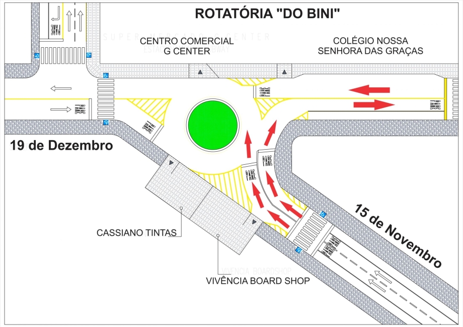 Prefeitura inicia reestruturação da confluência da 15 de Novembro com 19 de Dezembro