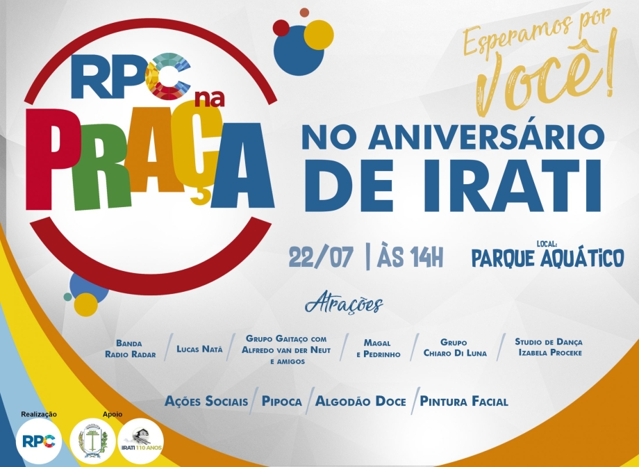 RPC na Praça vem a Irati neste sábado (22)