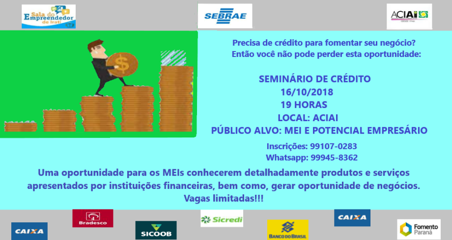 Seminário de crédito para MEI acontecerá dia 16