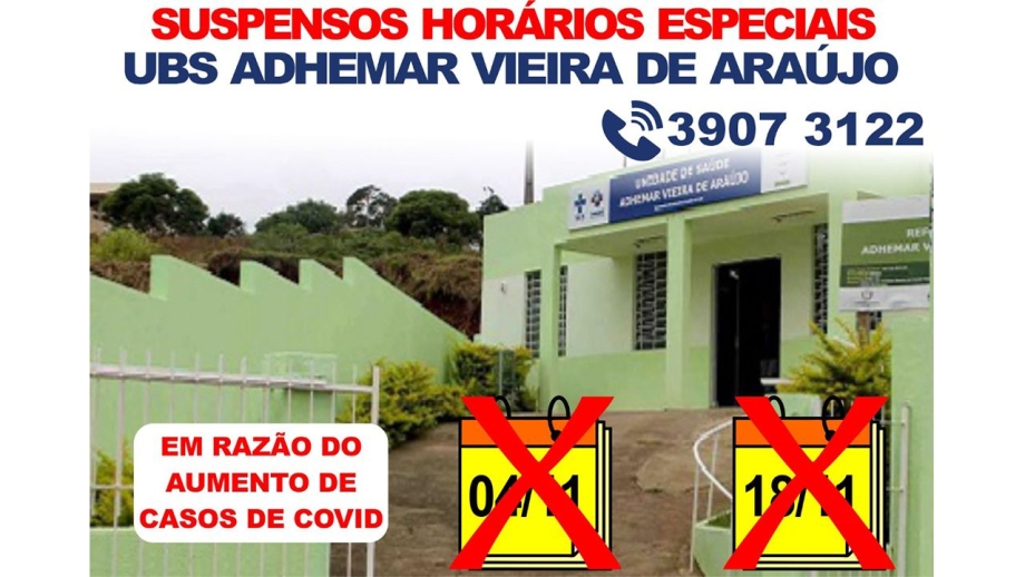 UBS ADHEMAR: Horários Especiais Suspensos