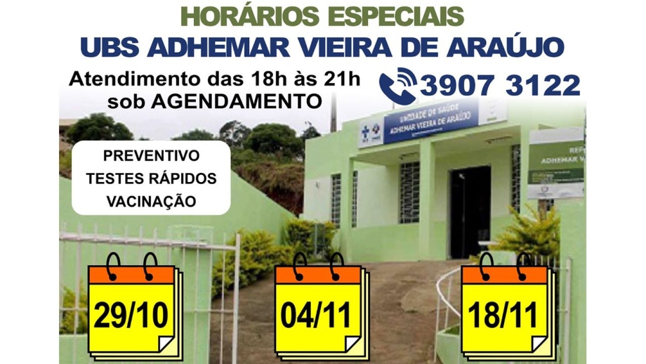 UBS Adhemar: agendamento de horários especiais