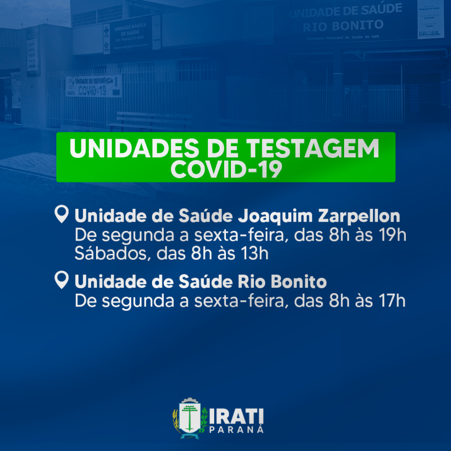 Irati tem 2 unidades de testagem da Covid-19