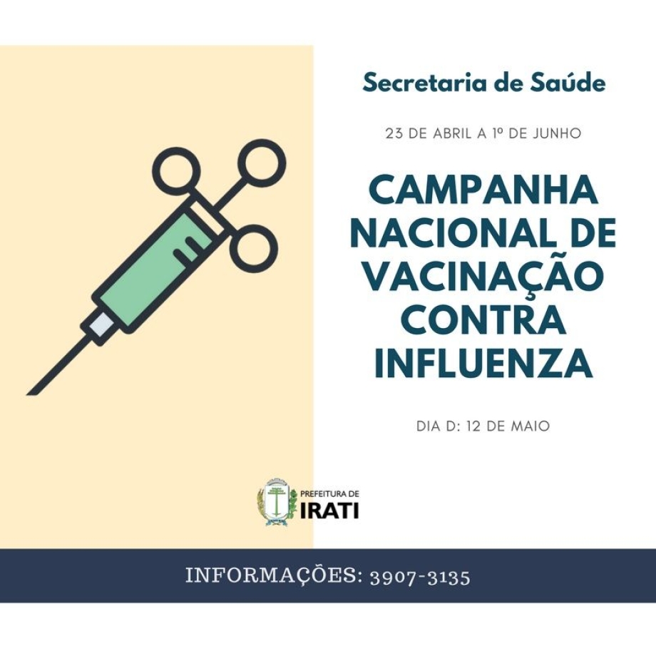Campanha de vacinação contra gripe começa dia 23