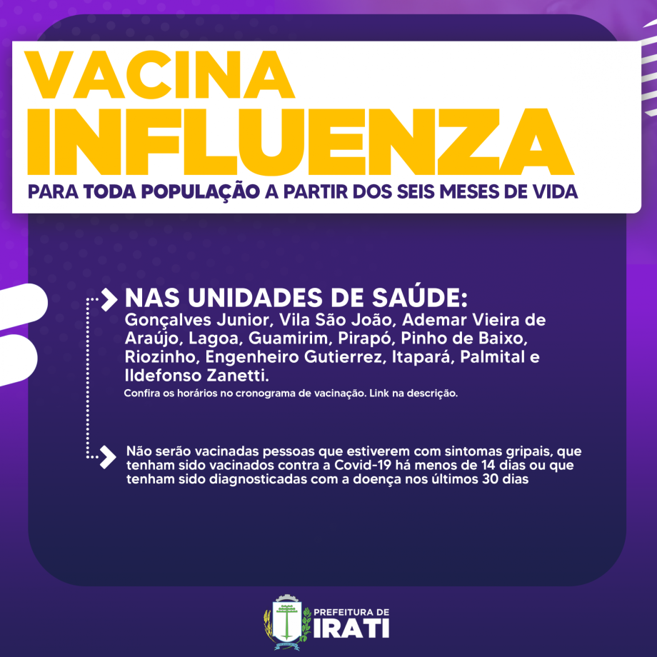 Vacina contra Gripe é disponibilizada para toda população