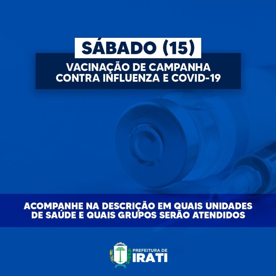 Sábado (15) tem vacinação de campanha em Irati