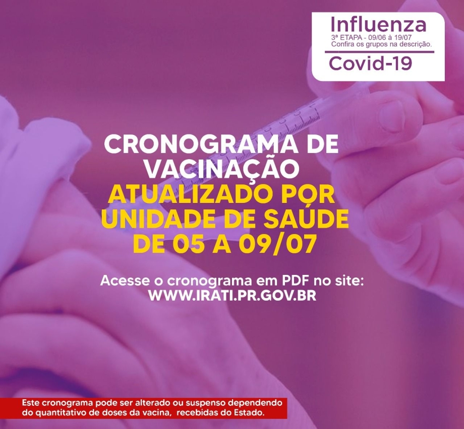 Irati começa a vacinar população acima dos 47 anos nesta segunda (05)