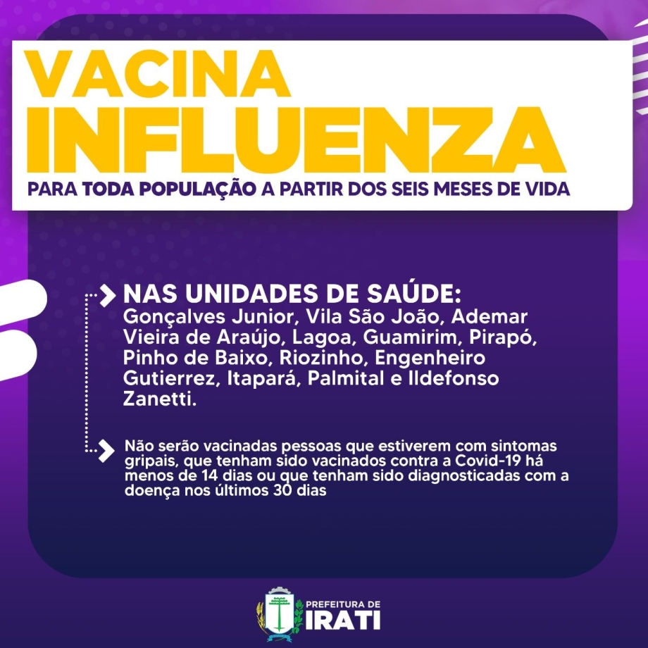Vacina contra Gripe está disponível para toda população