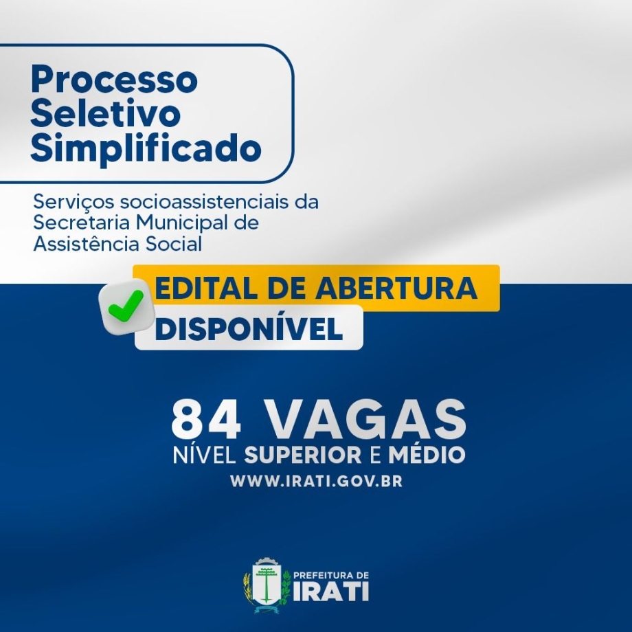 Prefeitura lança edital de PSS para contratação temporária de profissionais para Secretaria de Assistência Social