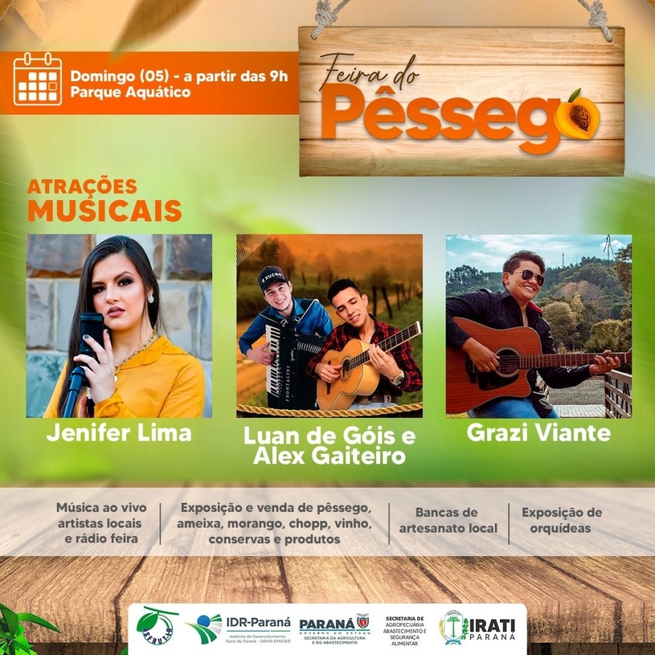 Neste domingo (05), o Parque Aquático recebe a Feira do Pêssego 