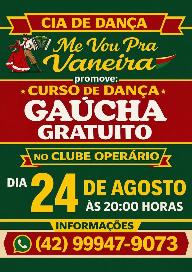  Prefeitura de Irati promove curso gratuito de dança gaúcha